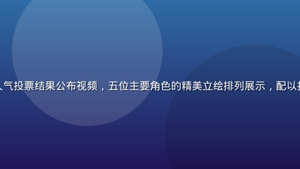 初音岛角色人气投票结果公布视频，五位主要角色的精美立绘排列展示，配以投票数据图表